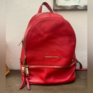 Michael Kors leather backpack red